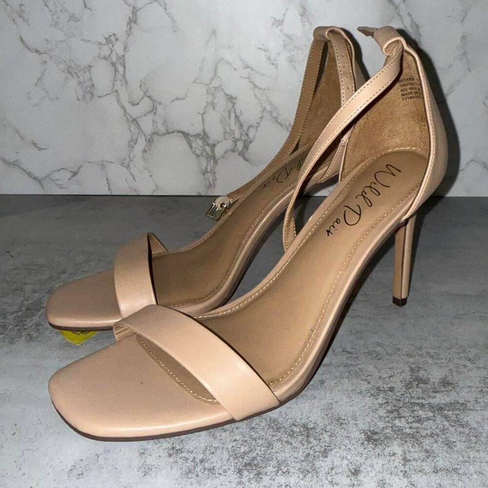 Wild Pair Women Bethie Stiletto Heel Ankle Strap Sandals US 10.5M Nude